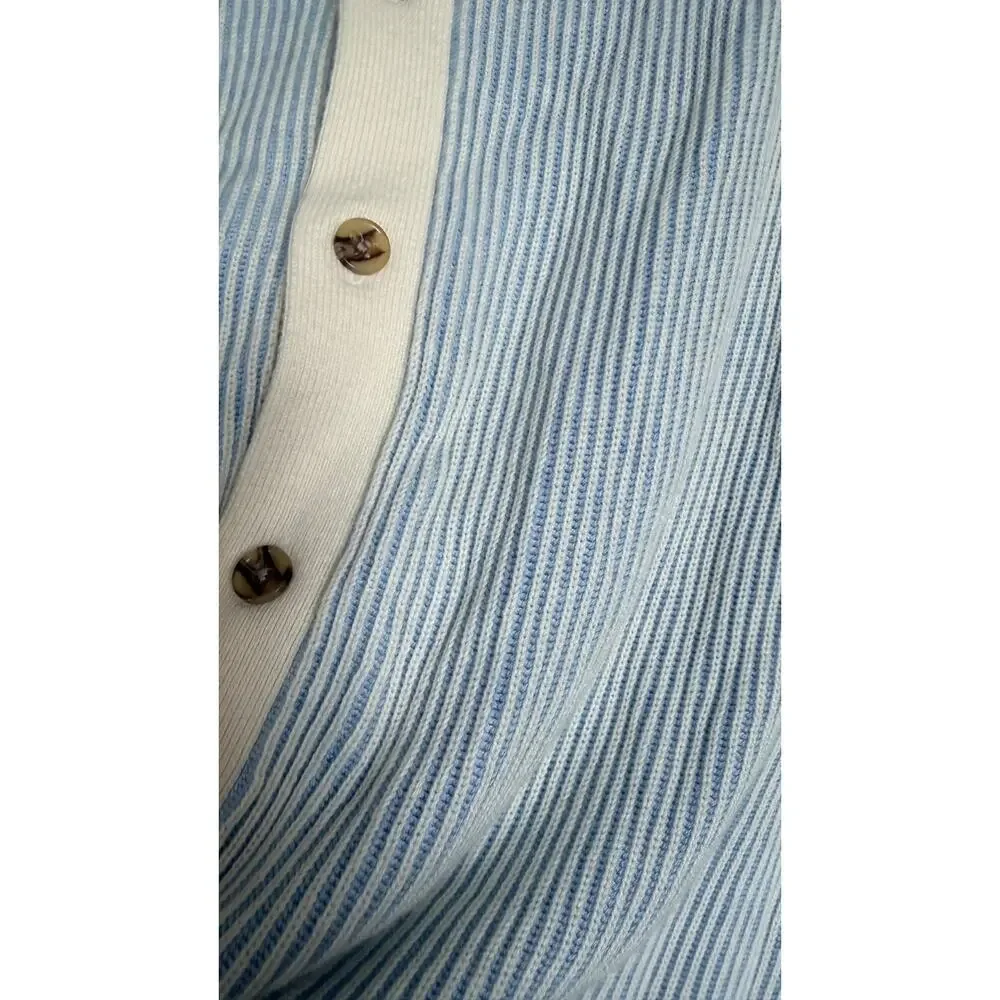 Goodfellow & Co Men's XXL Rib Knit Button Sweater Blue Ivory NWT FAST SHIPPING